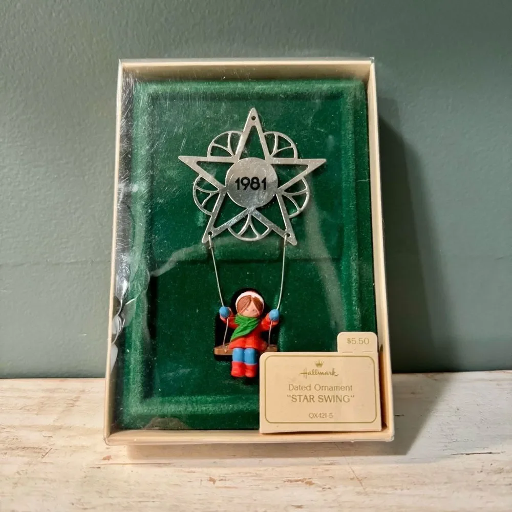 1981 Hallmark Star Swing Vintage Christmas Keepsake Ornament | Girl on Swing